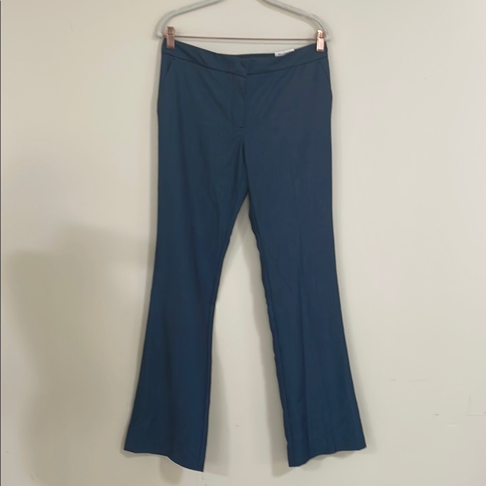 NWT $36 Worthington Blue Micro Pattern Bootcut Dress Pants Trousers Size 8@